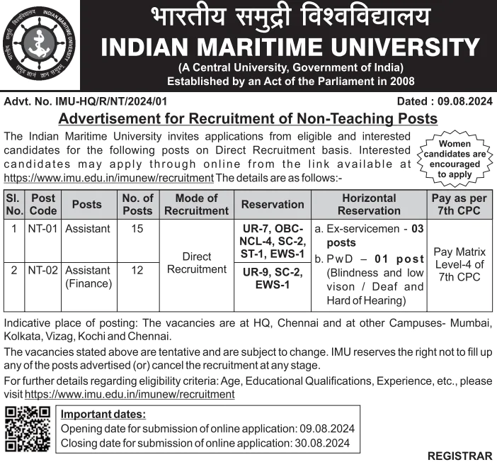 vacancy in IMU